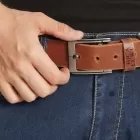 Ceinture cuir avec boucle acier brossé COLONEL