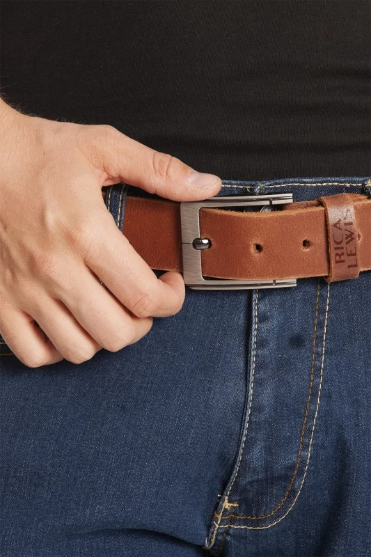 Ceinture cuir avec boucle acier brossé COLONEL